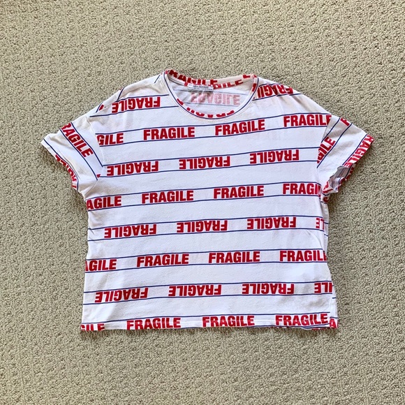 Zara Trafaluc Fragile Graphic T Shirt - Picture 2 of 6